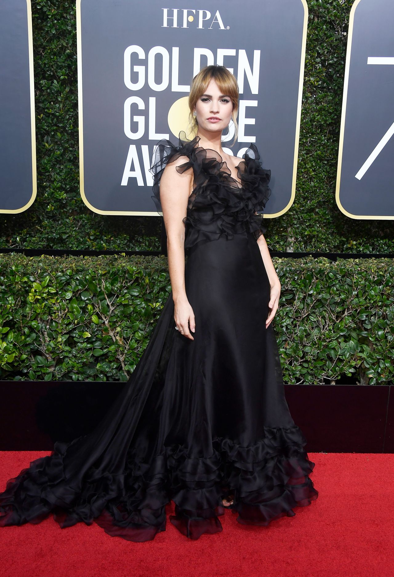 Lily James – Golden Globe Awards 2018 in Beverly Hills