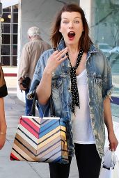Milla Jovovich in Casual Outfit Out in Beverly Hills