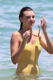 Montana Cox in a Yellow Swimsuit at Bondi Beach