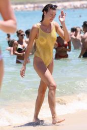 Montana Cox in a Yellow Swimsuit at Bondi Beach
