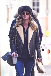Nicky Hilton in a Leather Jacket, Denim Pants and Leather Boots