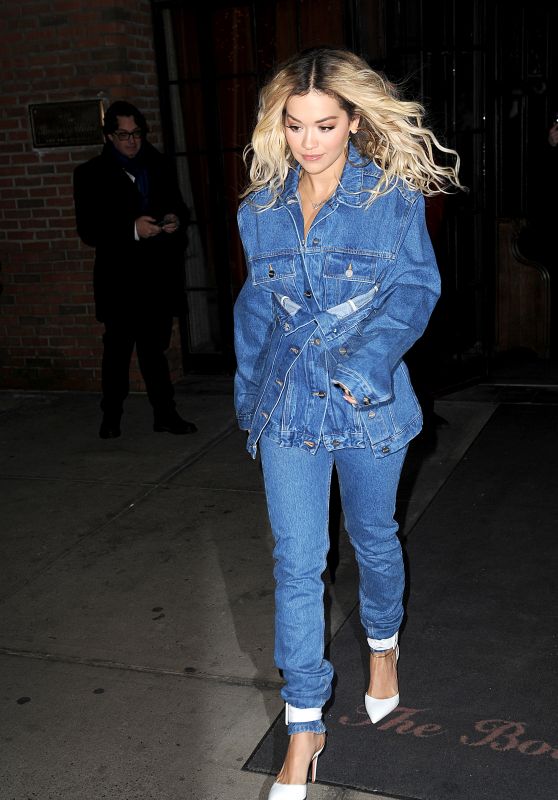 Rita Ora in Double Denim Outfitout - New York 01/30/2018 