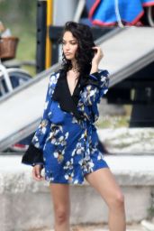 Shanina Shaik in a Blue Swimsuit - Photoshoot in Key Biscayne