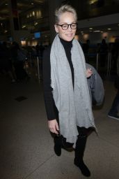 Sharon Stone in Travel Outfit Arriving at LAX Airport