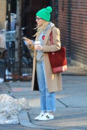 Sienna Miller in Winter Outfit Enjoys Her Morning Coffee New York