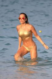 Sylvie Meis Hot in a Gold Bikini on the Beach in Miami