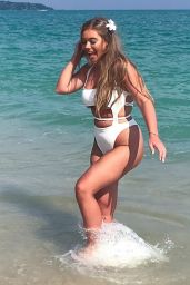 Tyne-Lexy Clarson in a White Swimsuit on the Beach in Thailand