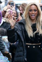 Tyra Banks - Leaves Build Series in New York City