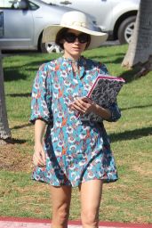 Blanca Blanco in a Blue Floral Print Dress Out in Malibu