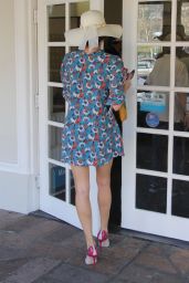 Blanca Blanco in a Blue Floral Print Dress Out in Malibu