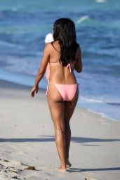Claudia Jordan in a Pink Bikini on the Beach in Miami
