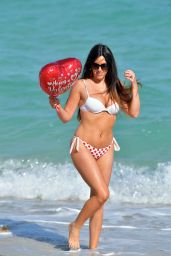 Claudia Romani in a Red and White Bikini on Valentine