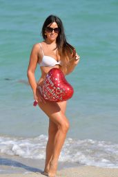 Claudia Romani in a Red and White Bikini on Valentine