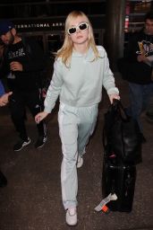 Elle Fanning in Travel Outfit - Returns to Los Angeles 02/21/2018