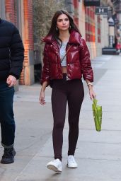 Emily Ratajkowski in Burgundy Jacket - Shopping in Soho, NYC