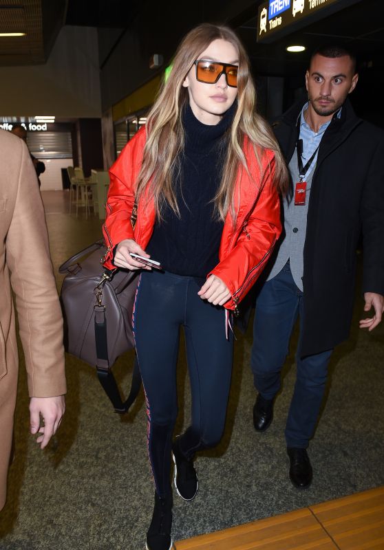 Gigi Hadid – Malpensa Airport in Milan 02/25/2018