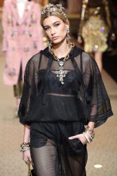 Hailey Baldwin Walks Dolce & Gabbana Fashion Show in Milan 02/25/2018