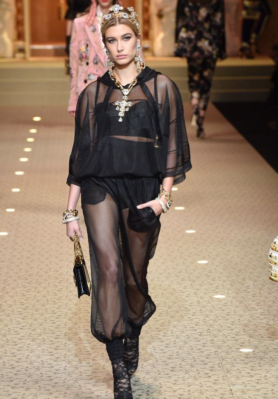 Hailey Baldwin Walks Dolce & Gabbana Fashion Show in Milan 02/25/2018 ...