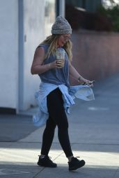 Hilary Duff in a Stocking Cap Out in Los Angeles 02/07/2018