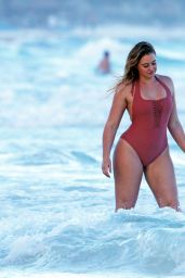 Iskra Lawrence in a one Piece Bathing Suit on the Beach in Tulum