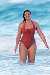 Iskra Lawrence in a one Piece Bathing Suit on the Beach in Tulum