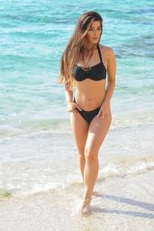 Jess Hayes in a Black Bikini on the Beach