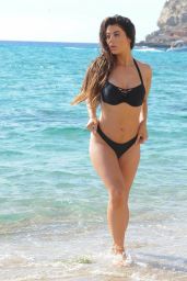 Jess Hayes in a Black Bikini on the Beach