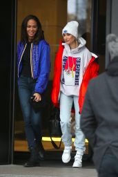 Joan Smalls and Hailey Baldwin Out in Milan, Italy 02/25/2018