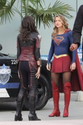 Melissa Benoist - Filming "Supergirl" in Vancouver 02/13/2018