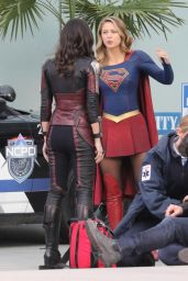 Melissa Benoist - Filming "Supergirl" in Vancouver 02/13/2018