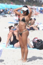 Metisha Schaefer in Bikini on the Beach Miami 02/25/2018