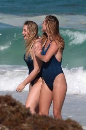 Nina Agdal and Iskra Lawrence - AerieREAL Beach Photoshoot in Tulum