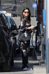 Olivia Munn in Her Pajamas Pumping Gas in LA