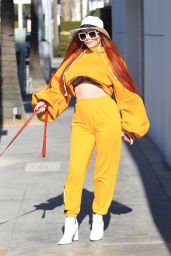 Phoebe Price in a Bright Yellow Ensemble - Shopping in Los Angeles