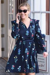 Reese Witherspoon in Floral Bow Dress - Brentwood Country Mart 02/13/2018