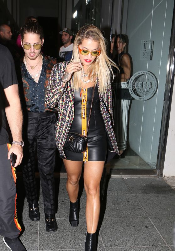 Rita Ora in a Mini Dress - Leaves The Komodo in Miami