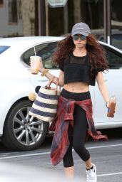 Sarah Hyland an a Crop Top and Leggings - Out in LA 02/19/2018