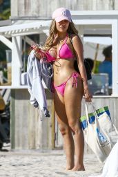 Alexa Dellanos in a Pink Bikini at the Beach in Miami 03/26/2018
