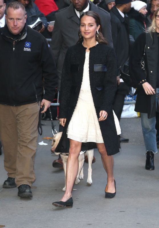 Alicia Vikander Arriving to Appear on Good Morning America in New York City 03/14/2018