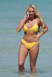 Amber Turner in a Yellow Skimpy Bikini on Holiday in Dubai, March 2018