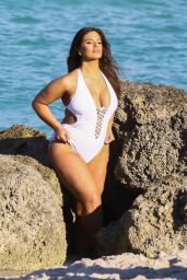 Ashley Graham in a Black Bikini - Photoshoot on the Beach in Miami 03/14/2018