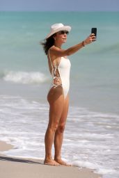 Bethenny Frankel in a White Swimsuit on Miami Beach