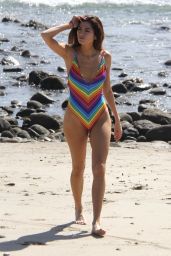 Blanca Blanco in a Rainbow Colored Swimsuit - Beach in Malibu 03/11/2018