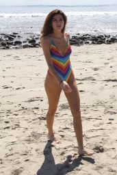 Blanca Blanco in a Rainbow Colored Swimsuit - Beach in Malibu 03/11/2018