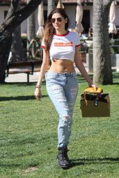 Blanca Blanco in Ripped Jeans and Skimpy Tee  - Shopping in Malibu 03/28/2018