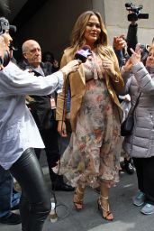 Chrissy Teigen in a Floral Dress - Arriving to Appear on Good Morning America