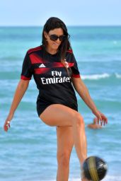 Claudia Romani Wearing Real Madrid Football Club Jersey - Beach in Miami 03/12/2018