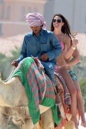 Danielle Lloyd in Bikini - Camel Riding On Beaches of Dubai