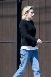 Emma Roberts in a Jeans and Black Sweater - Los Angeles 03/14/2018