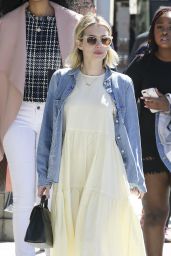 Emma Roberts in Sundress With a Denim Jacket - Out in Beverly Hills 03/17/2018